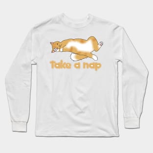 Take a nap (fluffy ginger cat) Long Sleeve T-Shirt